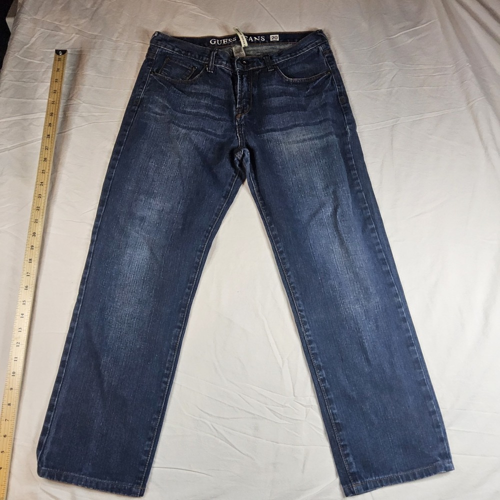 Guess Jeans Rocker Slim Straight Men's Blue Denim Jeans Size 20 Dark Wash Work